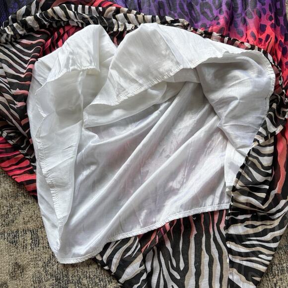 2B Bebe Animal Print Babydoll Maxi Dress Sz L Maximalism Y2K 2000s Halter Lined - Picture 5 of 11